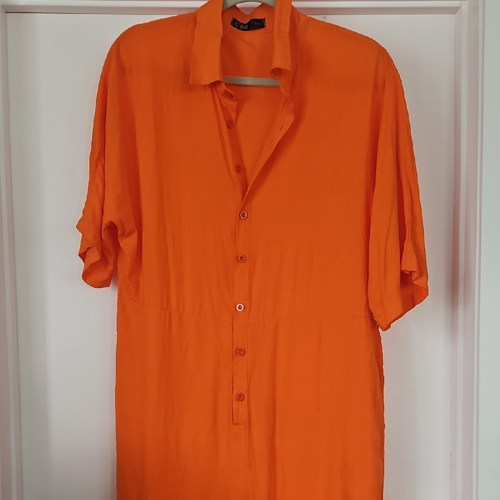 CBR ORANGE BUTTON DOWN JUMPSUIT